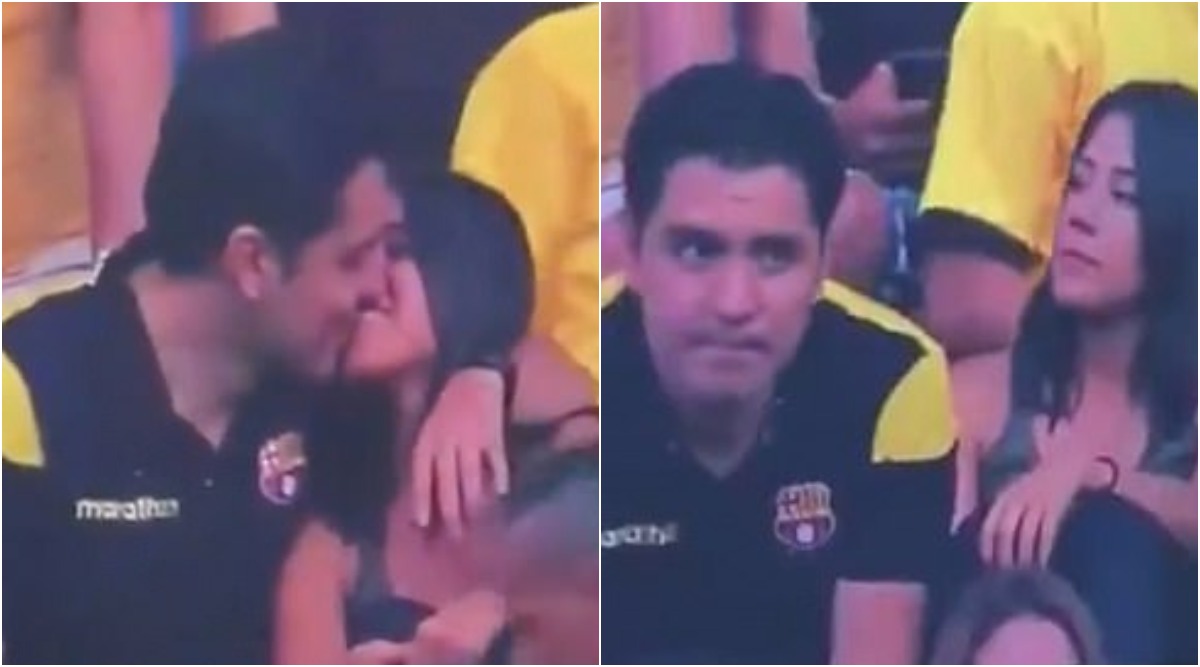 Inside Barcelona vs Delfin kiss cam viral video