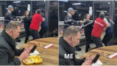 Man Casually Eating Chips During Mass Brawl Around Him Goes Viral Netizens Make Funny Memes And Jokes On His Priorities Latestly