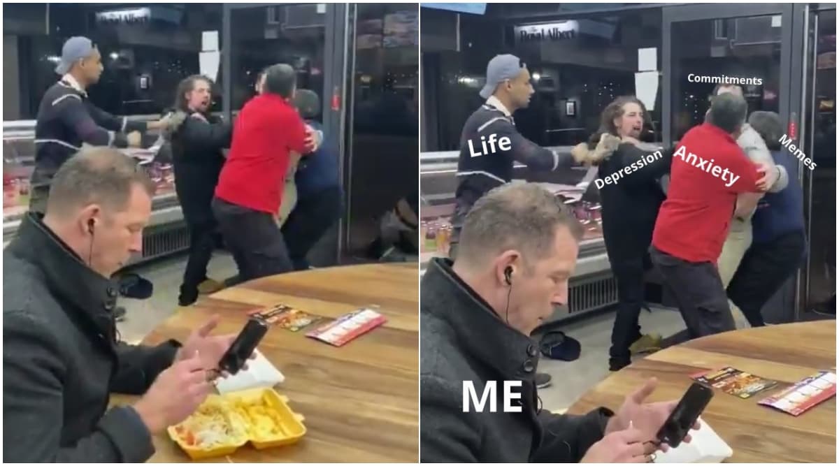 Man Casually Eating Chips During Mass Brawl Around Him Goes Viral Netizens Make Funny Memes And Jokes On His Priorities Latestly