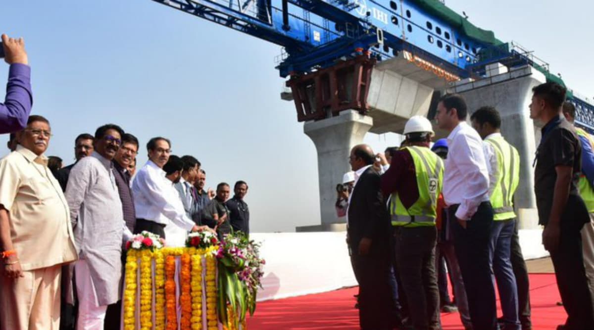 Uddhav Thackeray Launches First Girder of the Mumbai Trans-Harbour Link Project at Sewri Uddhav Thackeray Launches First Girder of the Mumbai Trans-Harbour Link Project at Sewri