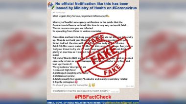 Coronavirus Emergency Message on Social Media 'Fake': PIB Fact Check