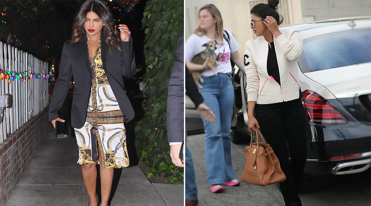 Versace - Priyanka Chopra spotted sporting her #VersaceVirtus tote bag. The  versatile style is expertly crafted in Italy from smooth leather and  embellished with gleaming V-letter hardware. #VersaceCelebrities  versace.com/virtus_bag