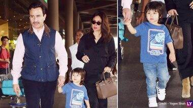 Saif Ali Khan, Kareena Kapoor Make a Stylish Appearance at Mumbai Airport With Cutie Taimur! (View Pics)