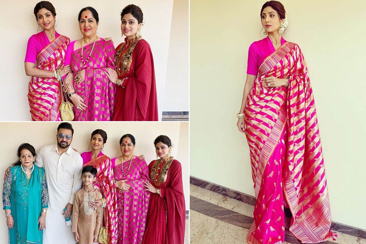 Shilpa Shetty in Ekaya Banaras for a wedding in Mangalore (1)