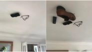 Son Sticks Dad's Belongings on Ceiling to Prank Him, Funny Pics Go Viral