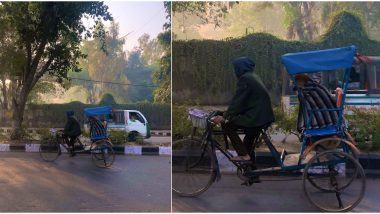 Delhi Rickshaw Puller Wraps a Stray Dog in Blanket and Takes it Around on a Ride, Wins Hearts Online With His Kind Gesture (View Viral Pics)