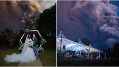 Filipino Couple Gets Married With Dramatic Taal Volcano Smoke Cloud in the Background; Surreal Wedding Pics Go Viral