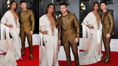 Priyanka Chopra Jonas at Grammys 2020, a Torrid Love Affair With a Plunging Ivory Ralph & Russo Gown and Nick Jonas in Tow (View Pics)