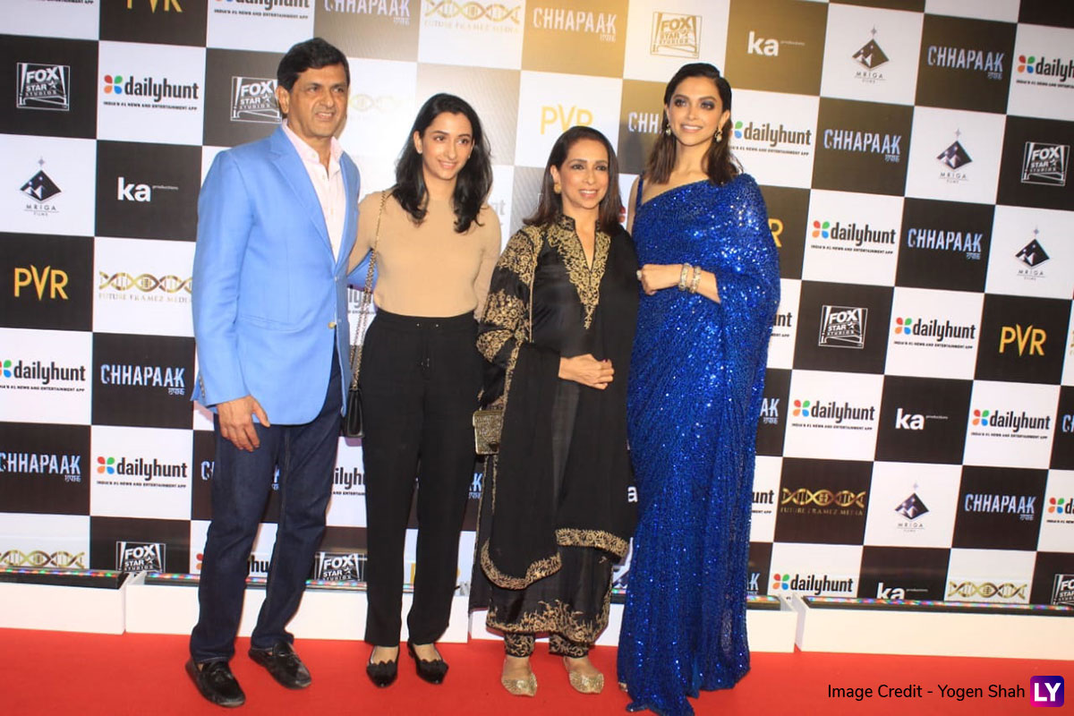 Chhapaak Premiere: Deepika Padukone Looks All Glam in a Blue Saree ...