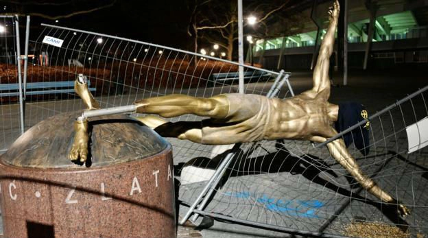 Zlatan Ibrahimovic Statue in Malmo Vandalised Again