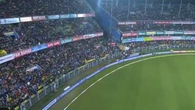 Rain Fails to Dampen Indian Cricket Fans' Spirit at Barsapara Stadium as They Sing Vande Mataram in Sync and Passion! (Watch Video)