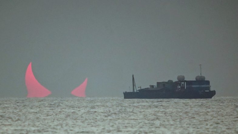 Red ‘Devil Horns’ Sunrise Over Persian Gulf During Annular Solar Eclipse Fascinates the Internet, View Photos