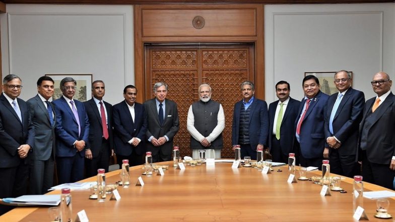 PM Narendra Modi Meets Top Businessmen Including Heads of Tata Group, Reliance Industries, Mahindra & Mahindra Ahead of Budget 2020