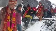 Uttarakhand Groom Walks 4 Km to Reach Bride's Home Amid Heavy Snowfall (View Viral Pics)