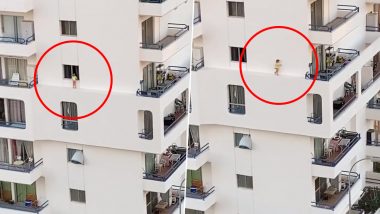 Toddler Walks on Narrow Ledge of Apartment Building in Spain While Mother Was in Shower, Heart-Stopping Moment Caught on Camera (Watch Video)