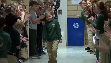 Little Boy Beats Leukemia, Classmates and Teachers Give Standing Ovation After His Final Chemo Treatment (Watch Video)