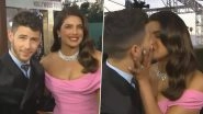 Golden Globes 2020: Priyanka Chopra and Nick Jonas Kiss on the Red Carpet Leading to an Awkward Moment (Watch Video)