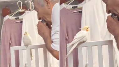 Grandfather Plays Harmonica to Cockatiel! Viral Video Shows Bird Happily Whistling to the Music