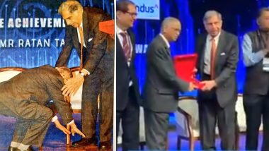 Narayana Murthy Touches Ratan Tata’s Feet at TiEcon 2020 Event in Mumbai! Internet Loves the Gesture (Watch Viral Video)