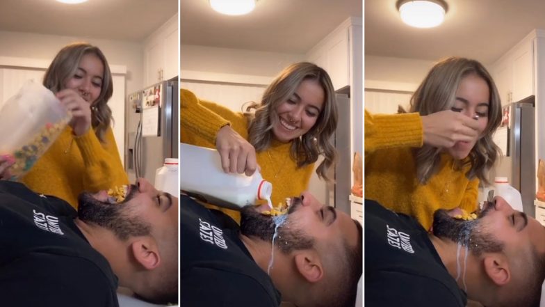 Cereal Challenge Goes Viral on TikTok With Teens Eating the Breakfast Food From Each Other’s Mouth (Watch Videos)