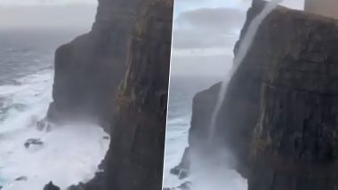 Footage Captures Rare Moment of Waves Flowing Upwards Due to Sea Vortex in Faroe Islands, Mind-Boggling Video Goes Viral