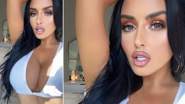 Super Hot Abigail Ratchford Flaunts Cleavage In a While Crop Top With a Plunging Neckline on Instagram!
