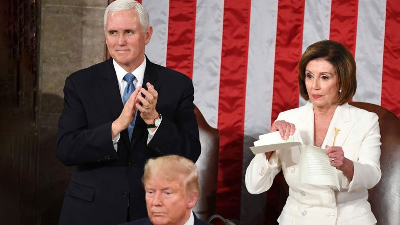 Donald Trump Slams Democrat Nancy Pelosi for Tearing Up His State of the Union Speech Copy, Accuses Her of Breaking Law