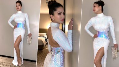 Sunny Leone Slays in a White Gown With a Thigh-High Slit and We Think It Could Be Your Perfect Pick for a Sexy Look This Valentine's Day! (See Pics)