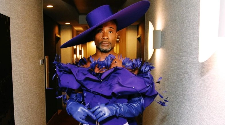 Billy Porrter Grabs Eyeballs at the Oscars 2020 After-Pary With His Flowery Purple Outfit 