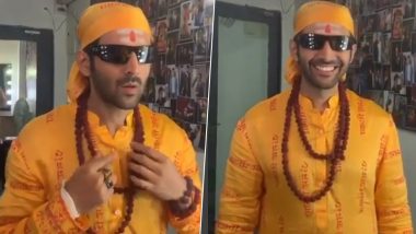 Kartik Aaryan Can't Stop Smiling As He Begins Shooting for Bhool Bhulaiyaa 2 Donning the Same Look as Akshay Kumar from the Original (Watch Video) 