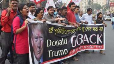 ‘Go Back Trump’ Slogans Raised at Rallies by Left Parties in West Bengal Against Ongoing India Visit of US President