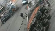 J&K: Speeding Truck Rams Into Car on Jammu-Pathankot National Highway in Samba, Watch Horrific Video