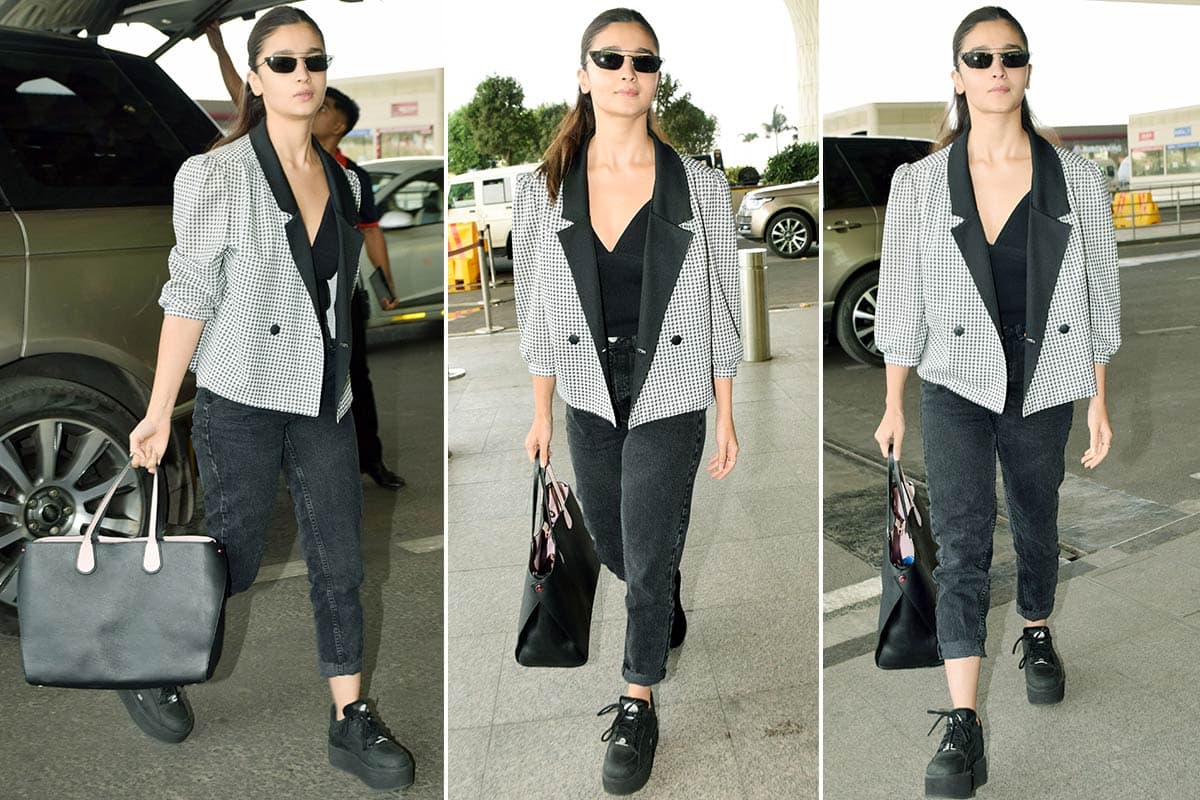 Alia Bhatt strutted at the airport donning a monochrome outfit