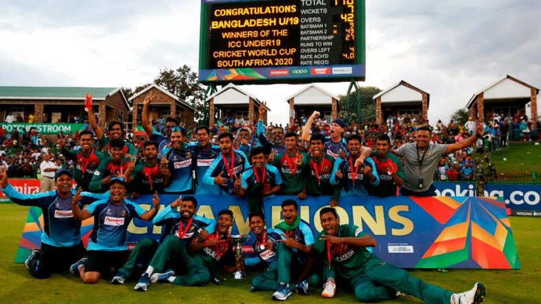 Here's How Bangladesh U19 Players Celebrated Their Maiden World Cup Title Win After Defeating India in ICC U19 CWC 2020 Final (Watch Video)
