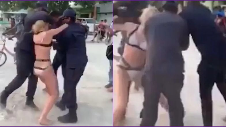 No Bikini Allowed in Maldives? British Tourist Manhandled and Arrested for 'Indecent Exposure', Police Apologise After Video Goes Viral