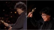 Oscars 2020: Bong Joon Ho Wins Best Original Screenplay for Parasite and Twitterati Can't Get Over His 'Smiling Moment' Admiring the Oscar Trophy&nbsp;
