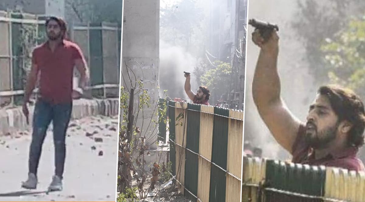 Delhi Violence: Man Seen in Video Aiming Gun at Cop, Opening Fire During Pro, Anti-CAA Protesters' Clash in Jaffrabad Delhi Violence: Man Seen in Video Aiming Gun at Cop, Opening Fire During Pro, Anti-CAA Protesters' Clash in Jaffrabad