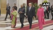 Donald Trump, Melania Trump Arrive at the Rashtrapati Bhawan for Banquet Hosted by President Ram Nath Kovind (Watch Video)