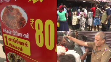 Tamil Nadu: Kotturpuram Restaurant Offers Free Biryani on Inauguration, Police Called After Crowd Turns Unmanageable
