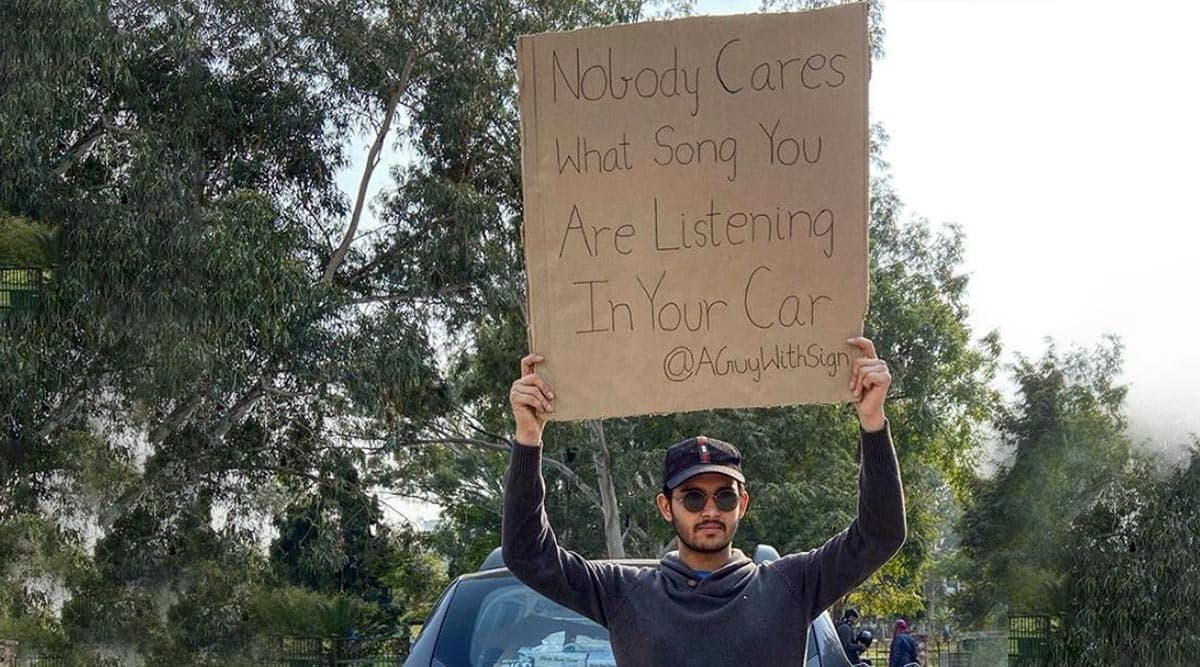 A Guy With A Sign': A Guy Silently Protests Against Most Random Issues A Guy With A Sign': A Guy Silently Protests Against Most Random Issues