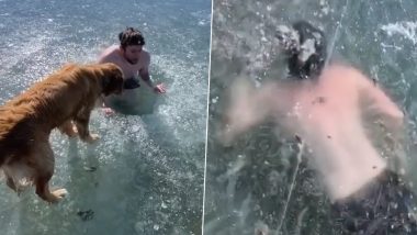 TikTok User Gets Trapped Under Sheet of Ice in Frozen Bear Lake While Making a Video; Almost Dies (Watch Video)