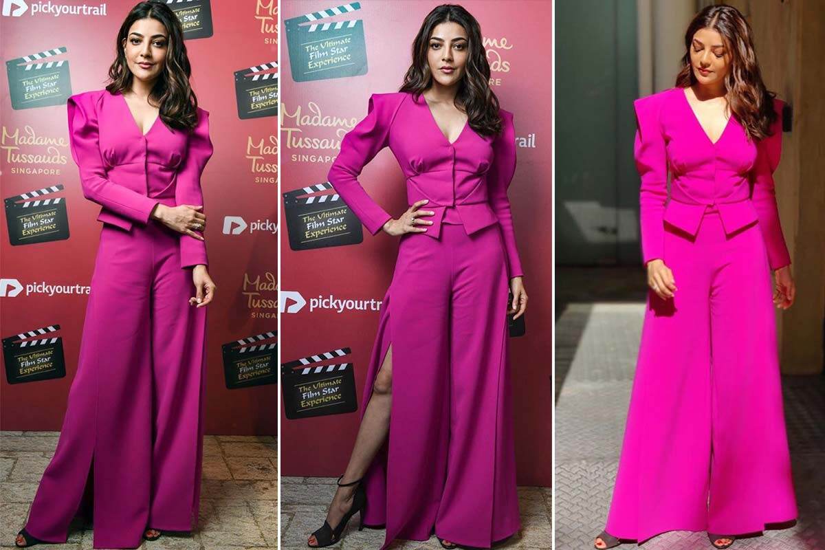 Kajal Aggarwal in Avaro Figlio for unveiling of her wax figure at Madame Tussauds Singapore (3)