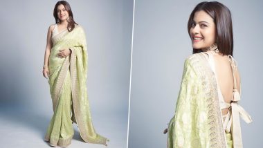 Kajol Is an Epitome of Understated Elegance in a Lime Green Benarasi Saree by Anita Dongre!