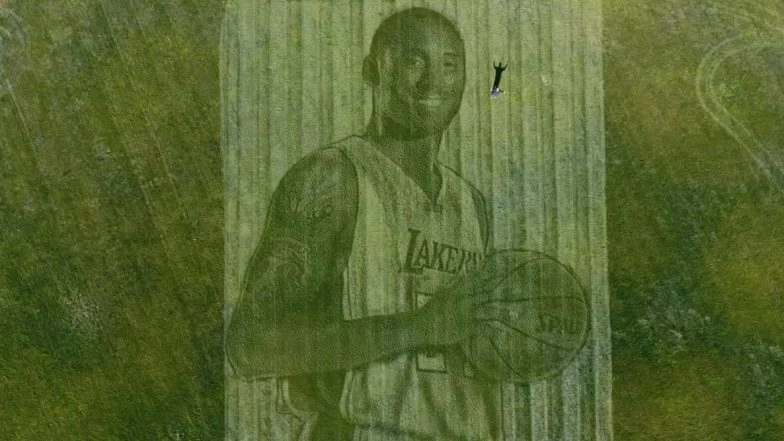 Kobe Bryant’s Mural: Californian Couple Uses Lawnmower and GPS to Create Massive Artwork of the NBA’s Legend (Watch Video)