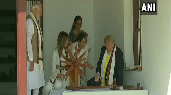 Donald Trump Visit to Sabarmati Ashram: Mahatma Gandhi's 'Three Wise Monkeys' Statue, Book, 'Charkha' Gifted to US President