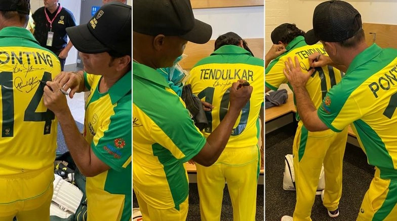 Sachin Tendulkar, Brian Lara and Ricky Ponting Sign Each Other’s Jerseys Post Bushfire Bash