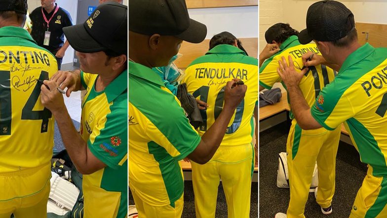 Sachin Tendulkar, Brian Lara and Ricky Ponting Sign Each Other’s Jerseys Post Bushfire Cricket Bash (See Pics)
