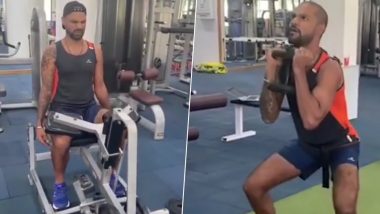 Shikhar Dhawan Shoulder Injury Update: Indian Cricketer's First Gym Session Hints At Early Comeback to The Field (Watch Video)