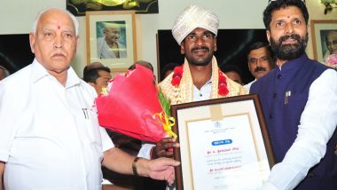 Karnataka CM BS Yediyurappa Honours Kambala Jockey Srinivas Gowda with Rs 3 lakh