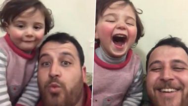 Syrian Dad Makes Daughter Laugh to Distract Herself From Sounds of Bombing and Warplane in Idlib (Watch Video)